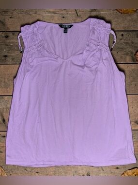 Lauren Ralph Lauren Lilac Purple Sleeveless Top Sz XL Tie Tank
